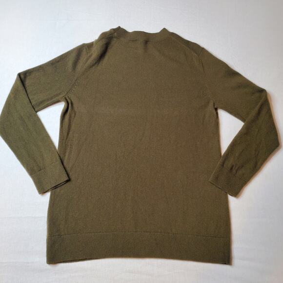 Theory Women's Size M Solid Crew Neck Cashmere Sweater Olive Green - Picture 5 of 8